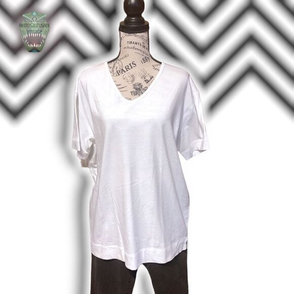 VINTAGE Totally 80’s Oversized Classic Plain White Tee, Erika & Co. Brand New, L - Picture 3 of 6